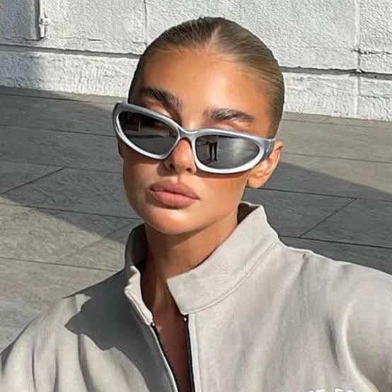  milramtob Y2K Wrap Around Sunglasses Silver Shades